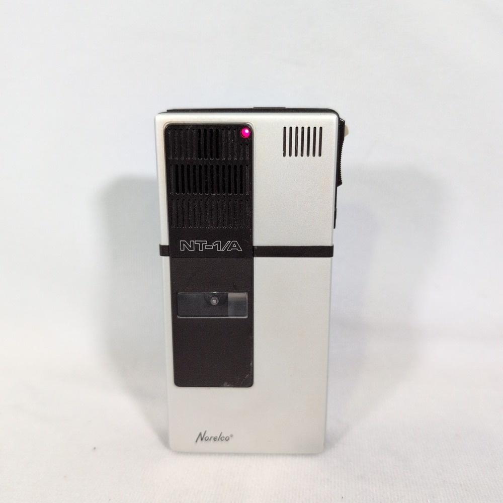 Norelco NT-1 Mini Cassette Tape Voice Recorder Silver 5" Vintage